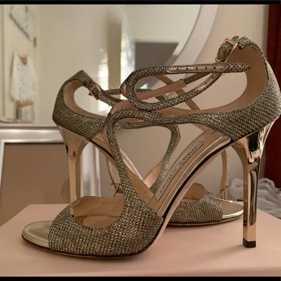 Jimmy Choo | Shoes | Jimmy Choo Glitter Gold Lang Heels Size